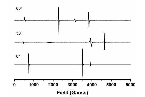 EPR spectra of ruby specimens using the goniometer